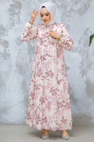 Modest Dusty Rose Floral Maxi Dress 22054GK - 2