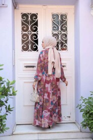 Modest Dusty Rose Flower Long Dress 22056GK - 3