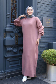 Modest Dusty Rose Knitwear Dress 17205GK - 2