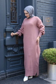 Modest Dusty Rose Knitwear Dress 17205GK - 1