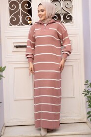 Modest Dusty Rose Knitwear Dress 17206GK - 2