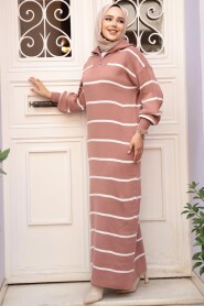 Modest Dusty Rose Knitwear Dress 17206GK - 3