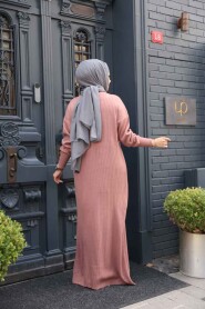 Modest Dusty Rose Knitwear Dress 60481GK - 3