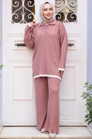 Modest Dusty Rose Knitwear Dual Suit 17204GK - 1