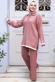Modest Dusty Rose Knitwear Dual Suit 17204GK - 2