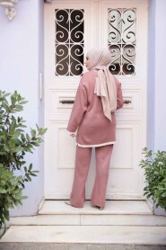 Modest Dusty Rose Knitwear Dual Suit 17204GK - 3