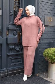 Modest Dusty Rose Knitwear Dual Suit 50163GK - 1