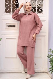 Modest Dusty Rose Knitwear Dual Suit 60381GK - 2