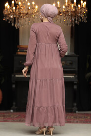 Modest Dusty Rose Long Sleeve Dress 22051GK - 4