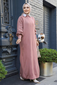 Modest Dusty Rose Long Sleeve Knitwear Dress 100013GK - 2