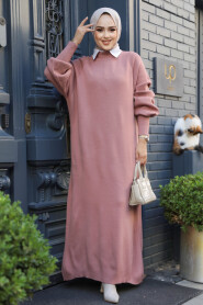 Modest Dusty Rose Long Sleeve Knitwear Dress 100013GK - 1