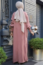 Modest Dusty Rose Long Sleeve Knitwear Dress 100013GK - 3