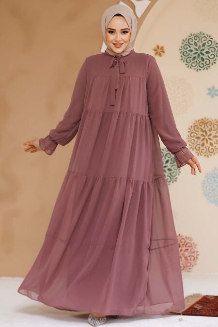 Modest Dusty Rose Maxi Dress 23601GK - NEVA STYLE