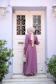 Modest Dusty Rose Maxi Dress 6621GK - 4