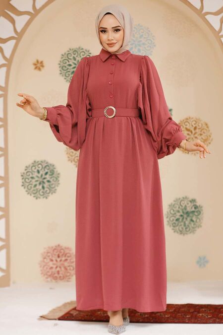 Modest Dusty Rose Pastel Dress 60140GK - NEVA STYLE