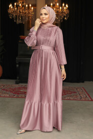 Modest Dusty Rose Pleated Maxi Dress 43532GK - 2