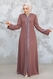 Modest Dusty Rose Plus Size Abaya 18004GK - 2