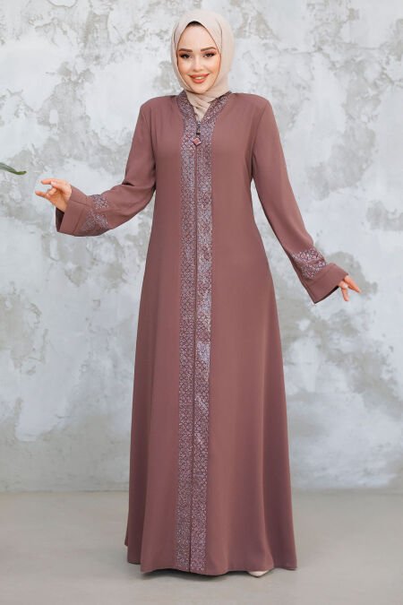 Modest Dusty Rose Plus Size Abaya 18004GK - NEVA STYLE