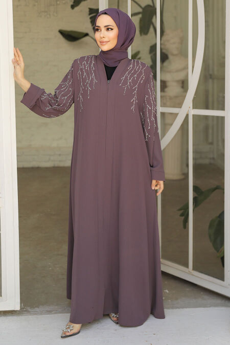 Modest Dusty Rose Plus Size Abaya 29110GK - NEVA STYLE