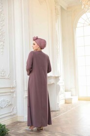 Modest Dusty Rose Plus Size Abaya 29119GK - 5