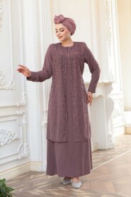 Modest Dusty Rose Plus Size Abaya 29119GK - 2
