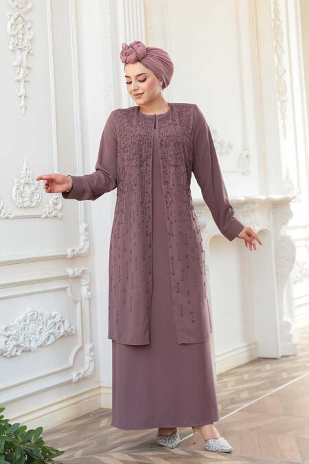 Modest Dusty Rose Plus Size Abaya 29119GK - NEVA STYLE
