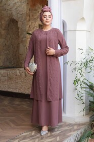 Modest Dusty Rose Plus Size Abaya 29120GK - 2
