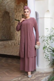 Modest Dusty Rose Plus Size Abaya 29120GK - 3