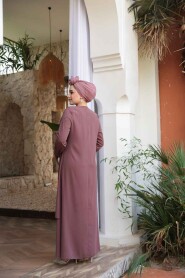 Modest Dusty Rose Plus Size Abaya 29120GK - 4