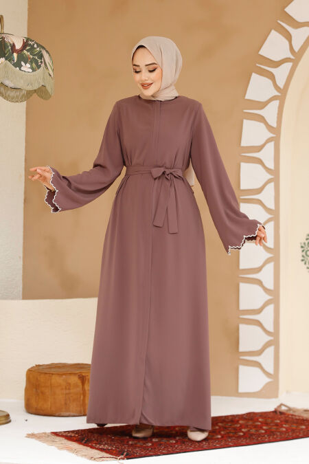 Modest Dusty Rose Plus Size Abaya 29125GK - NEVA STYLE