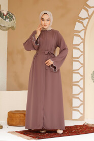 Modest Dusty Rose Plus Size Abaya 29125GK - 4