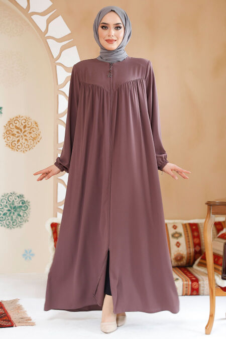 Modest Dusty Rose Plus Size Abaya 45285GK - NEVA STYLE