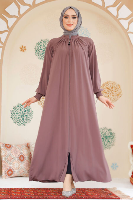 Modest Dusty Rose Plus Size Abaya 45293GK - NEVA STYLE