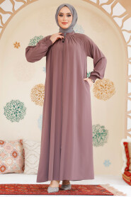 Modest Dusty Rose Plus Size Abaya 45293GK - 3