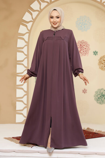 Modest Dusty Rose Plus Size Abaya 45295GK - NEVA STYLE