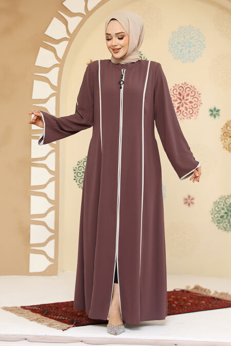 Modest Dusty Rose Plus Size Abaya 45300GK - NEVA STYLE