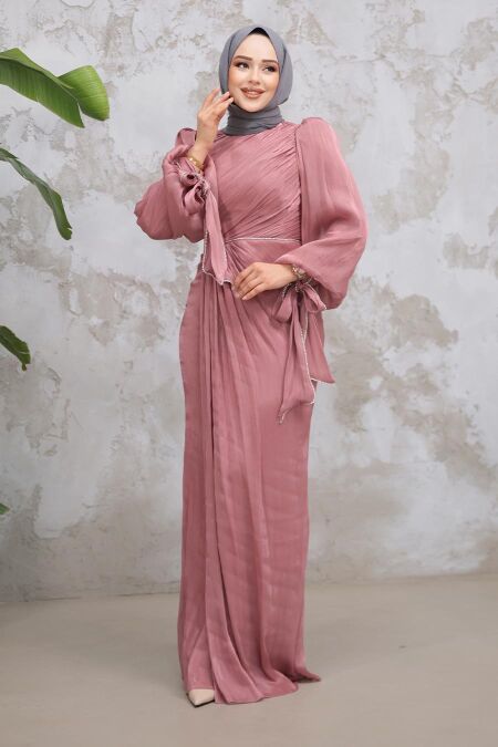 Modest Dusty Rose Plus Size Evening Dress 50193GK - NEVA STYLE
