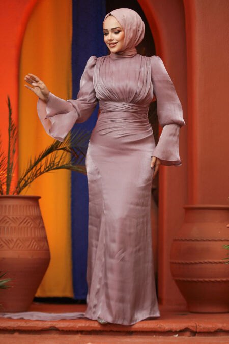 Modest Dusty Rose Prom Dress 48531GK - NEVA STYLE