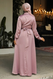 Modest Dusty Rose Satin Dress 45661GK - 4