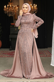 Modest Dusty Rose Satin Evening Dress 45961GK - 2
