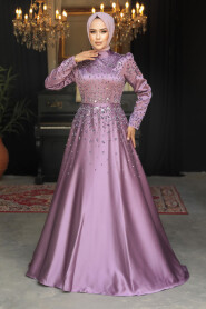 Modest Dusty Rose Satin Prom Dress 25894GK - 1