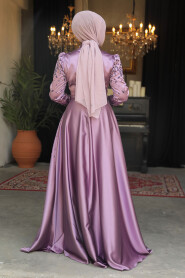 Modest Dusty Rose Satin Prom Dress 25894GK - 3