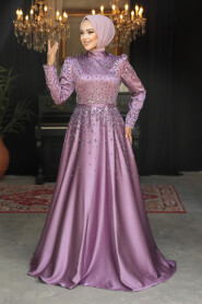 Modest Dusty Rose Satin Prom Dress 25894GK - 2