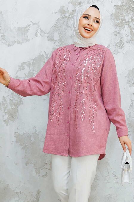 Modest Dusty Rose Shirt Top 45280GK - NEVA STYLE