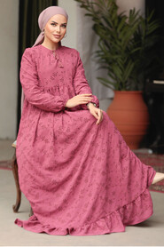 Modest Dusty Rose Summer Dress 23201GK - 2