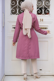 Modest Dusty Rose Trench Coat 61221GK - 3