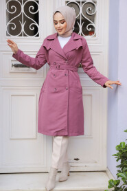 Modest Dusty Rose Trench Coat 61221GK - 2