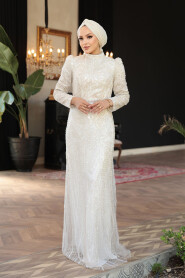 Modest Ecru Bridal Dress 51532E - 2