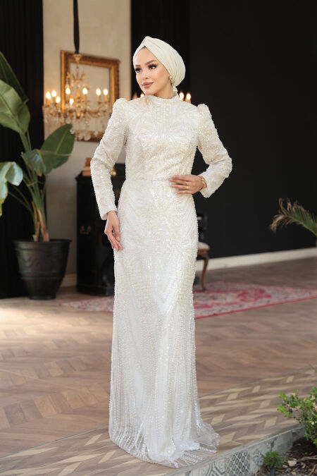 Modest Ecru Bridal Dress 51532E - NEVA STYLE