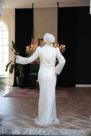 Modest Ecru Bridal Dress 51581E - 9